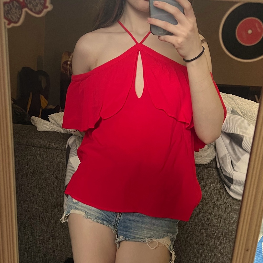 Express off the shoulder red top